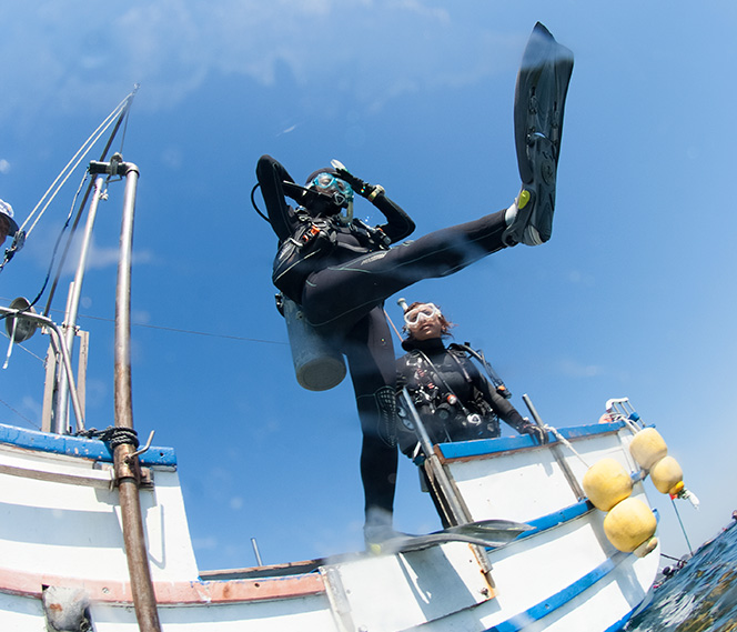 岩場からエントリーする場合